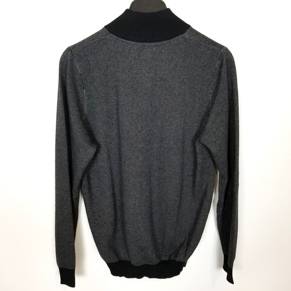 Tom James Women Button Neck Cotton Cashmere Sweater Sz L Gray Black - Picture 4 of 8